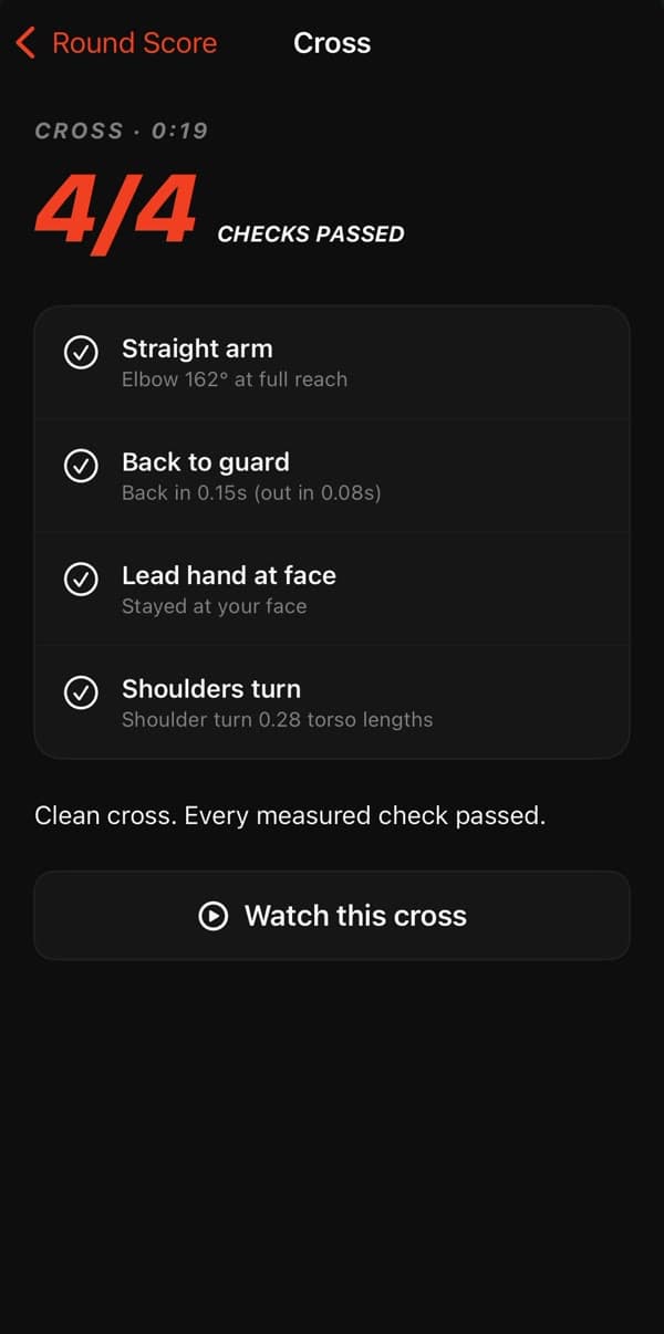 Cross at 0:19: 4 of 4 Round Checks passed