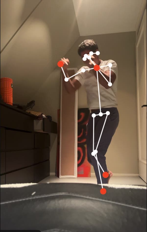 Filmed round with skeleton overlay